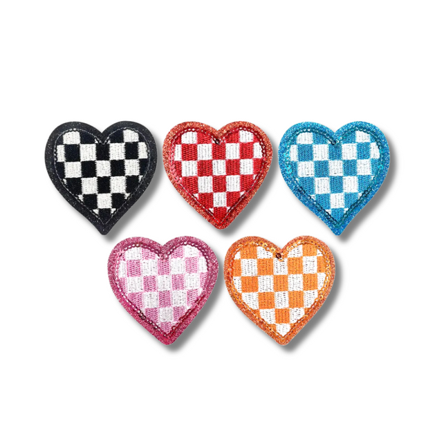 Checkered Heart Embroidered Iron On Patch