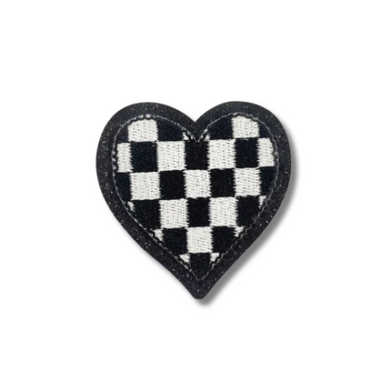 Checkered Heart Embroidered Iron On Patch