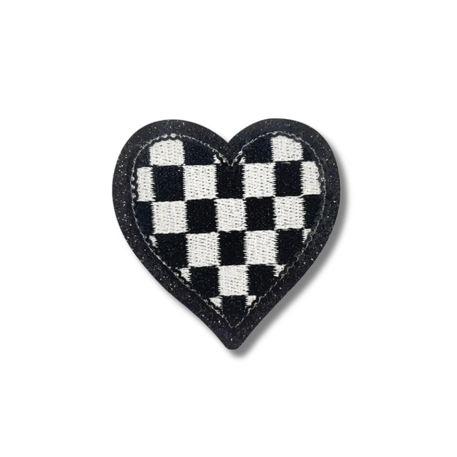 Checkered Heart Embroidered Iron On Patch
