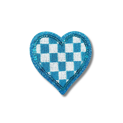 Checkered Heart Embroidered Iron On Patch