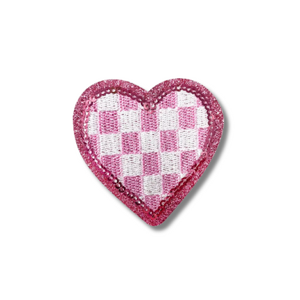 Checkered Heart Embroidered Iron On Patch