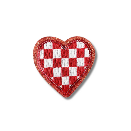 Checkered Heart Embroidered Iron On Patch