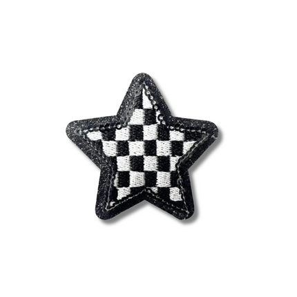 Checkered Star Embroidered Iron On Patch