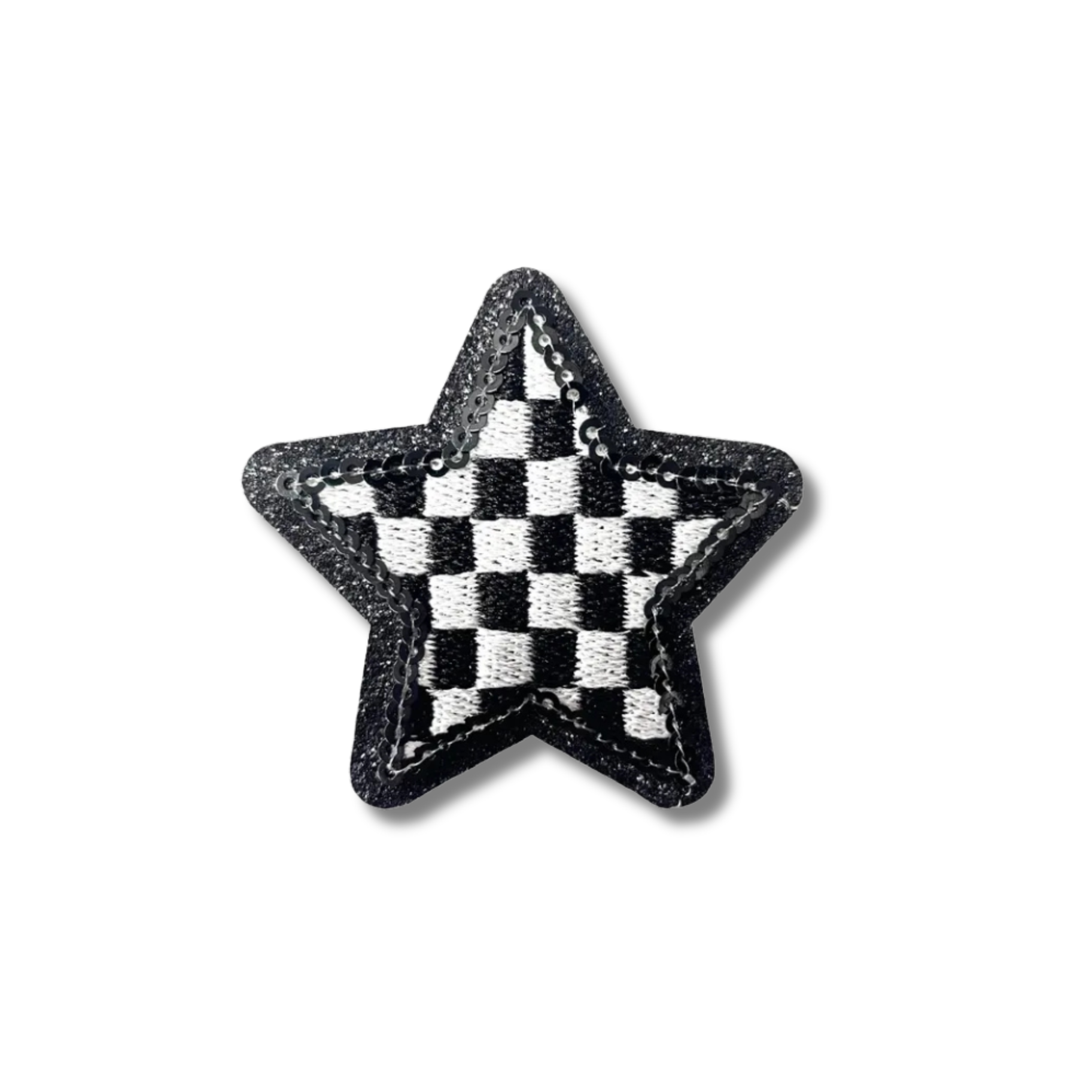 Checkered Star Embroidered Iron On Patch