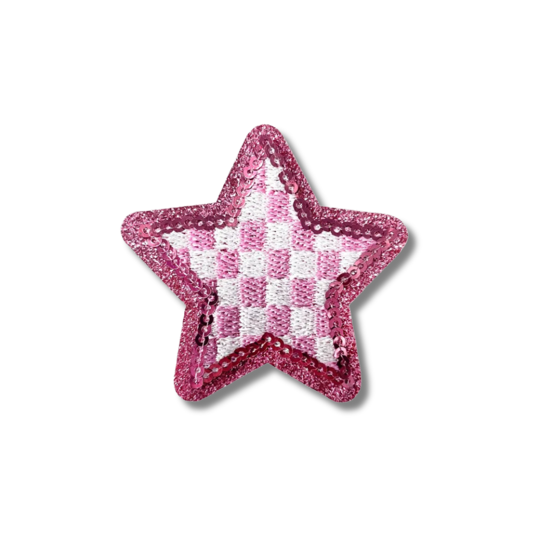 Checkered Star Embroidered Iron On Patch