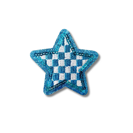 Checkered Star Embroidered Iron On Patch