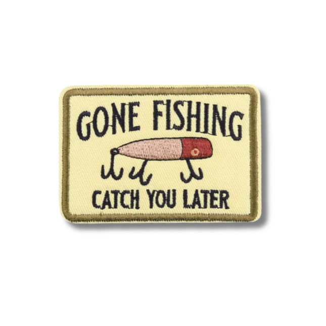 Gone Fishing Embroidered Iron On Patch