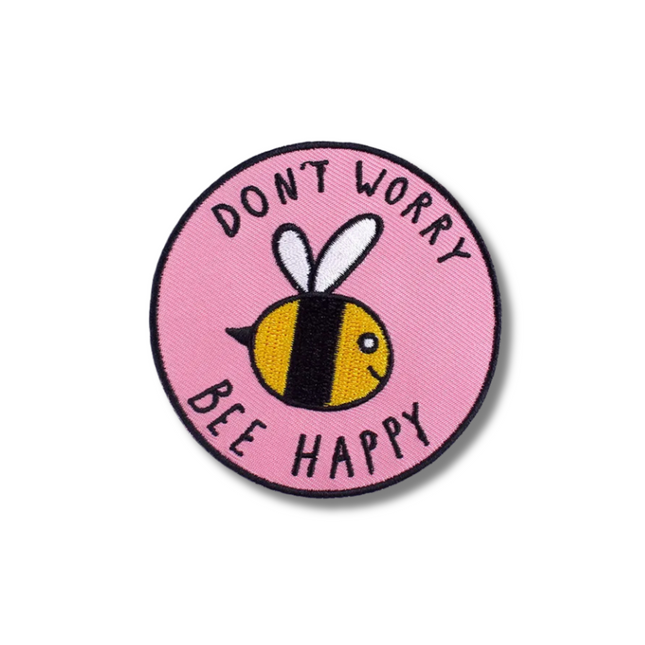 Bee Happy Embroidered Iron On Patch