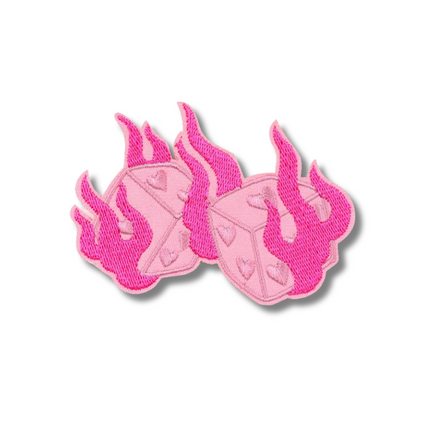 Dice Flame Embroidered Iron On Patch