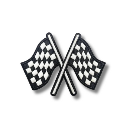 Checkered Flag Embroidered Iron On Patch