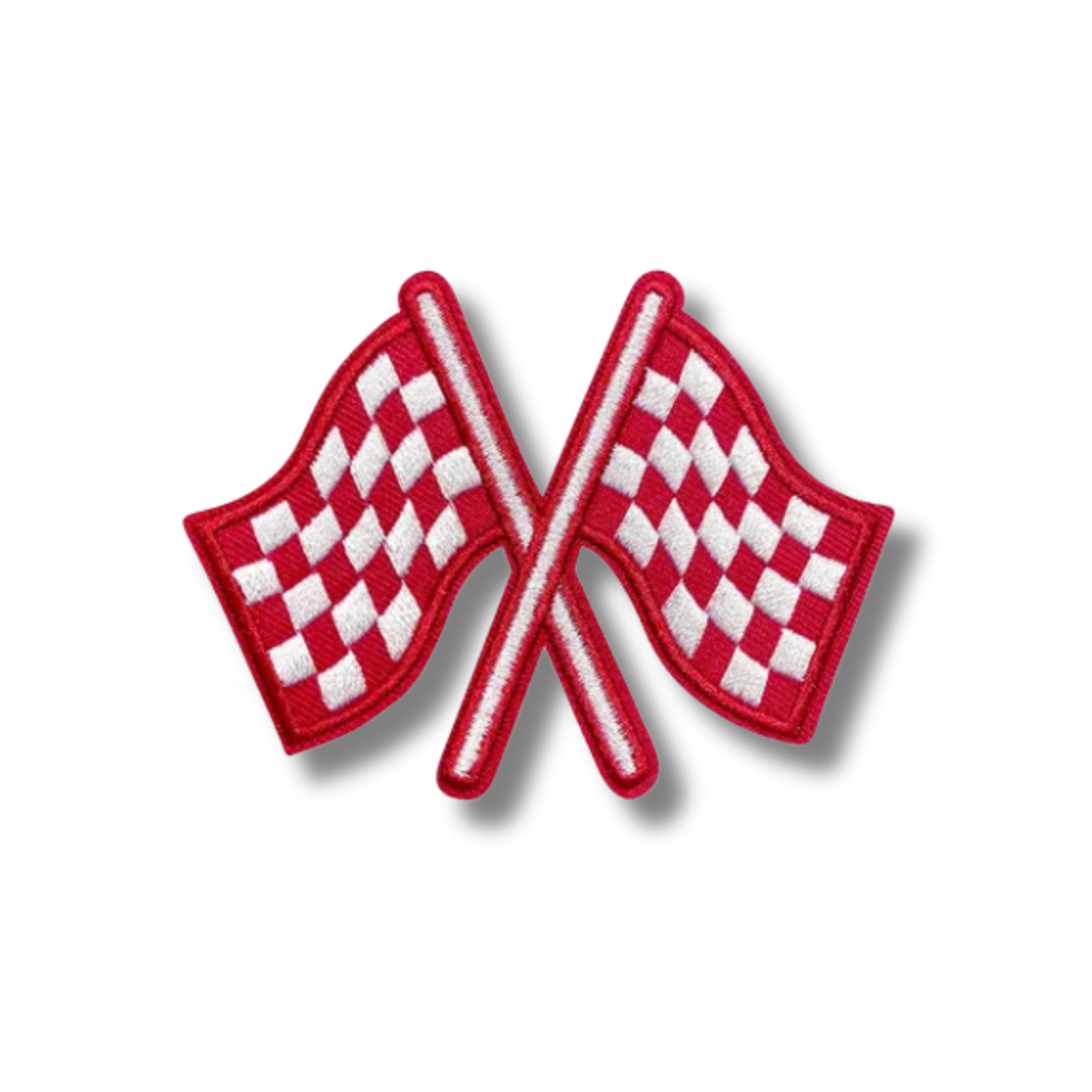 Checkered Flag Embroidered Iron On Patch