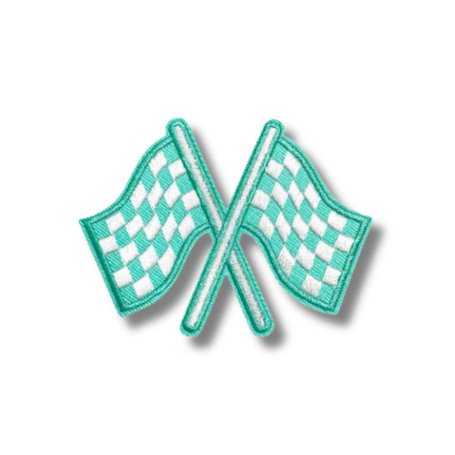 Checkered Flag Embroidered Iron On Patch