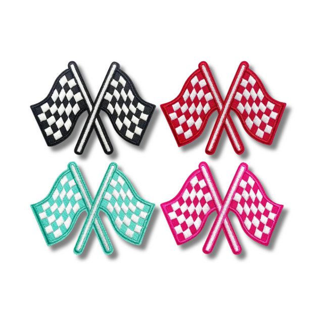 Checkered Flag Embroidered Iron On Patch