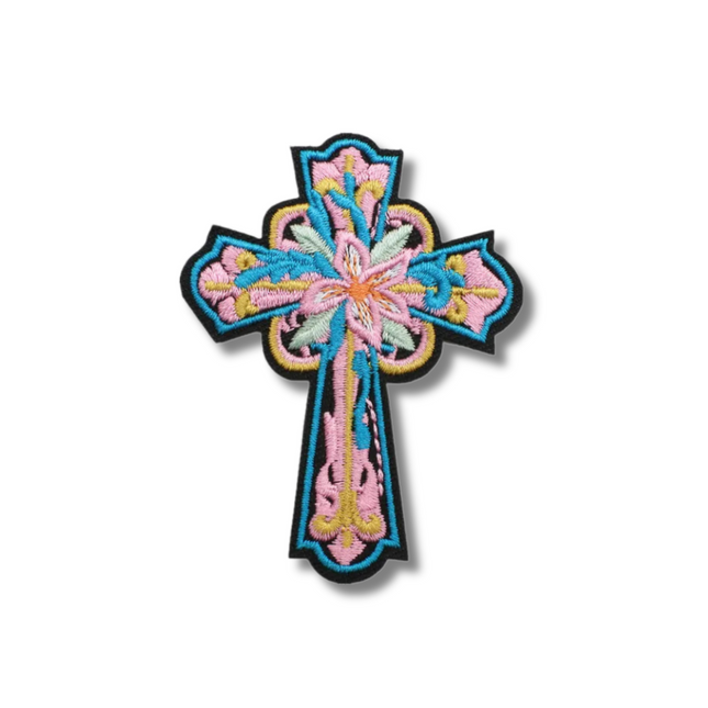 Cross Embroidered Iron On Patch