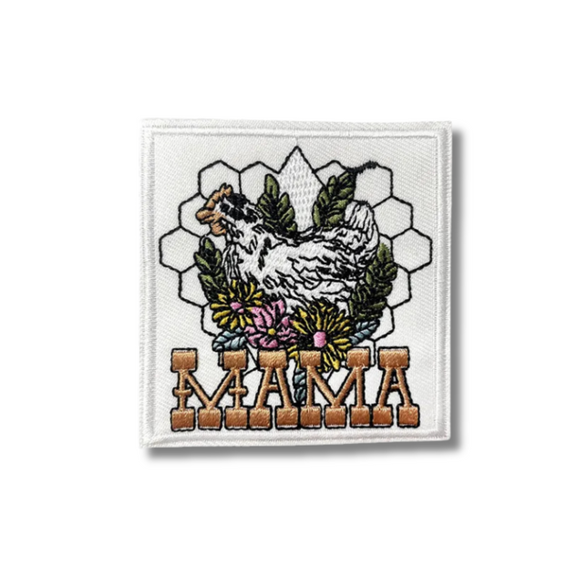 Chicken Mama Embroidered Iron On Patch