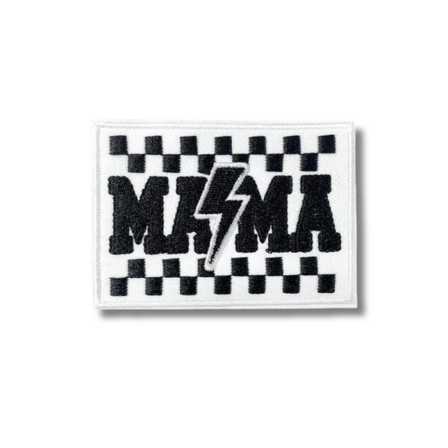 Mama Checkered Embroidered Iron On Patch