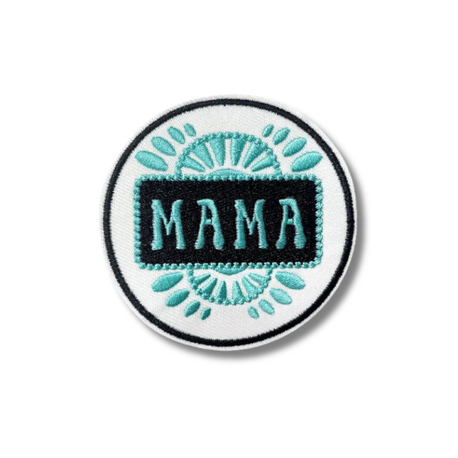 Mama Teal Embroidered Iron On Patch