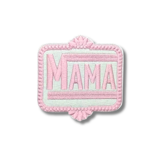 Mama Pink Embroidered Iron On Patch