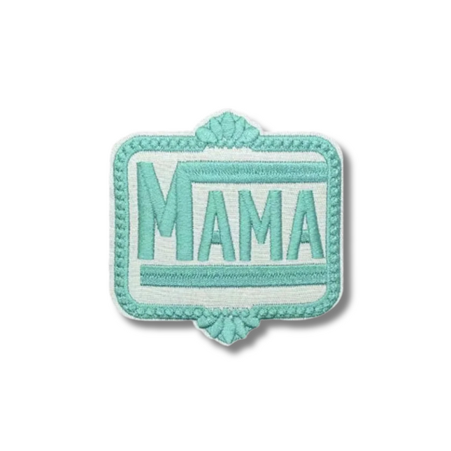 Mama Teal Embroidered Iron On Patch