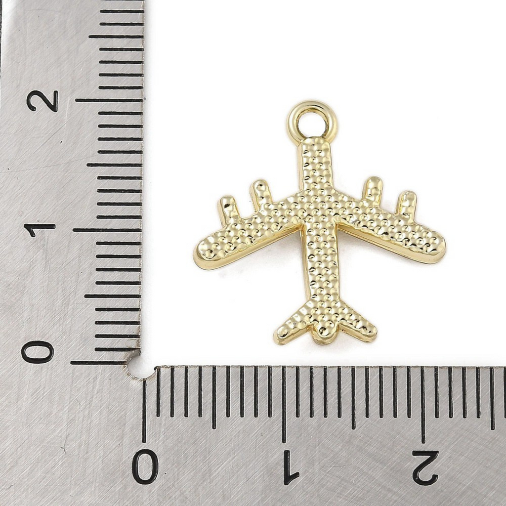 Gold Alloy Airplane Charm