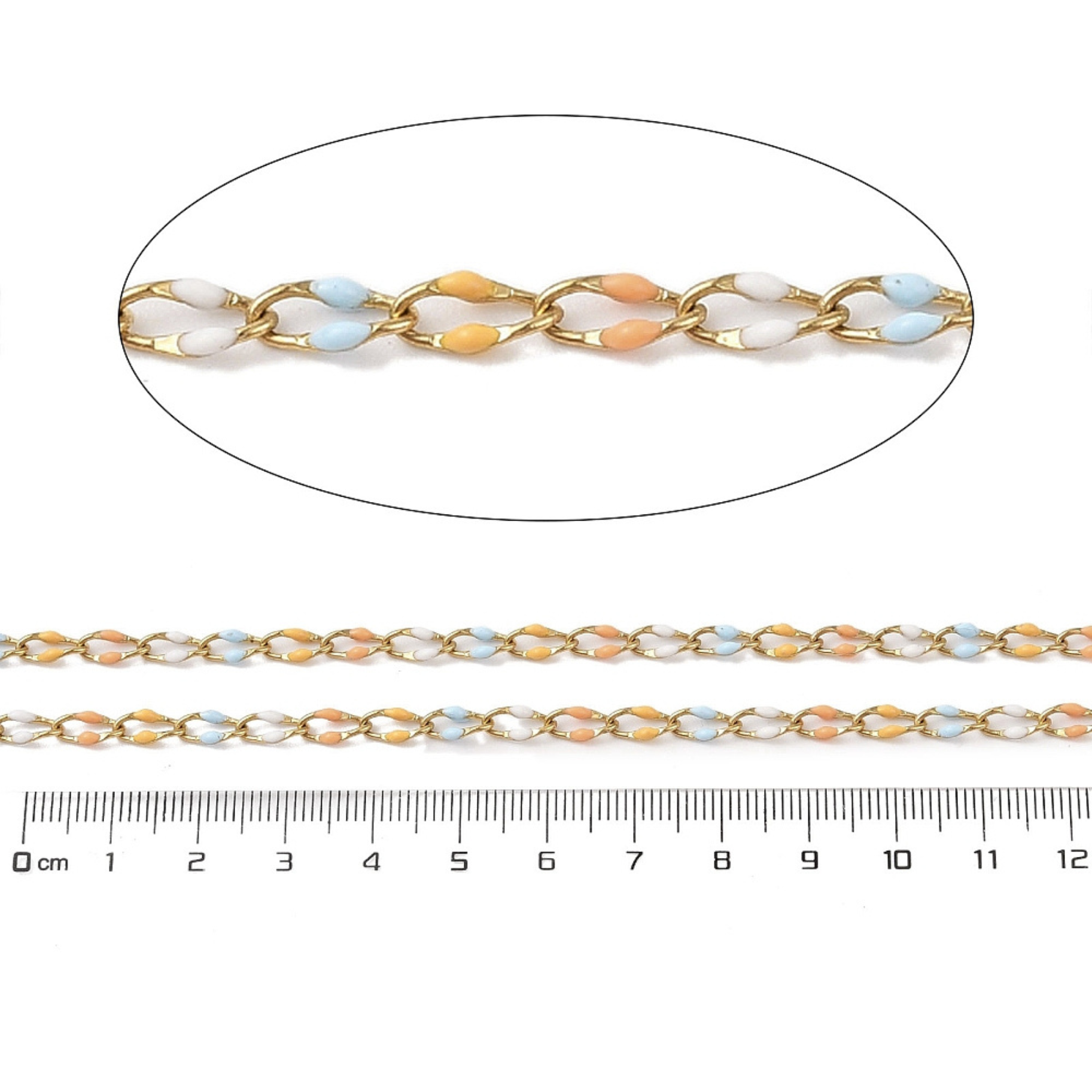 Autumn Skies Enamel Gold Link Chain By the Foot - Ion Plated Stainless Steel & Enamel