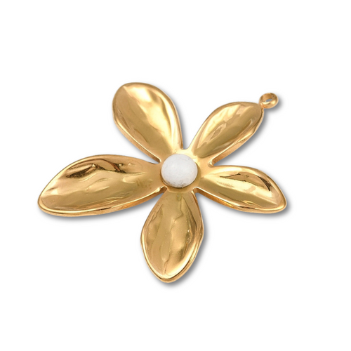 18k Gold Plated Stainless Steel Plumeria Flower Charm