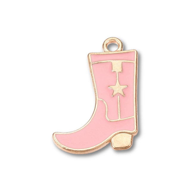 Cowboy Boot Star Gold Pink Charm