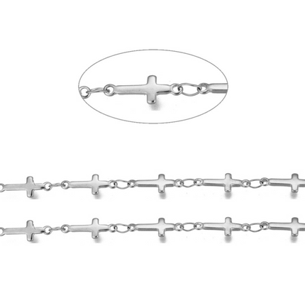 Silver Cross Link Chain By the Foot - Stainless Steel
