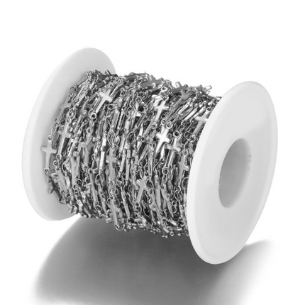 Silver Cross Link Chain By the Foot - Stainless Steel