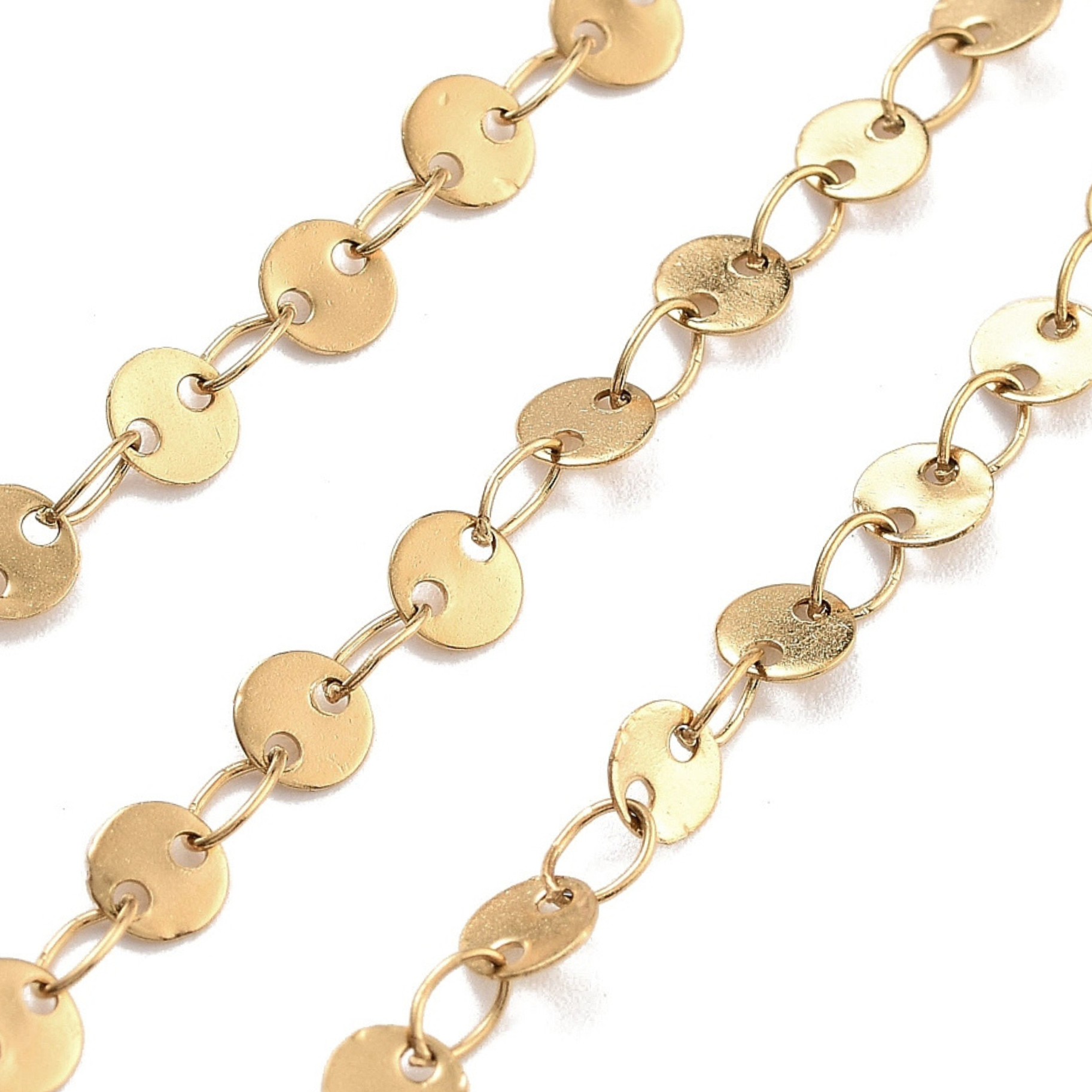 Gold Circle Link Chain By the Foot - PVD Plated Stainless Steel