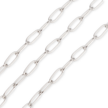 Silver Paperclip Link Chain 4.8mm By the Foot - Stainless Steel