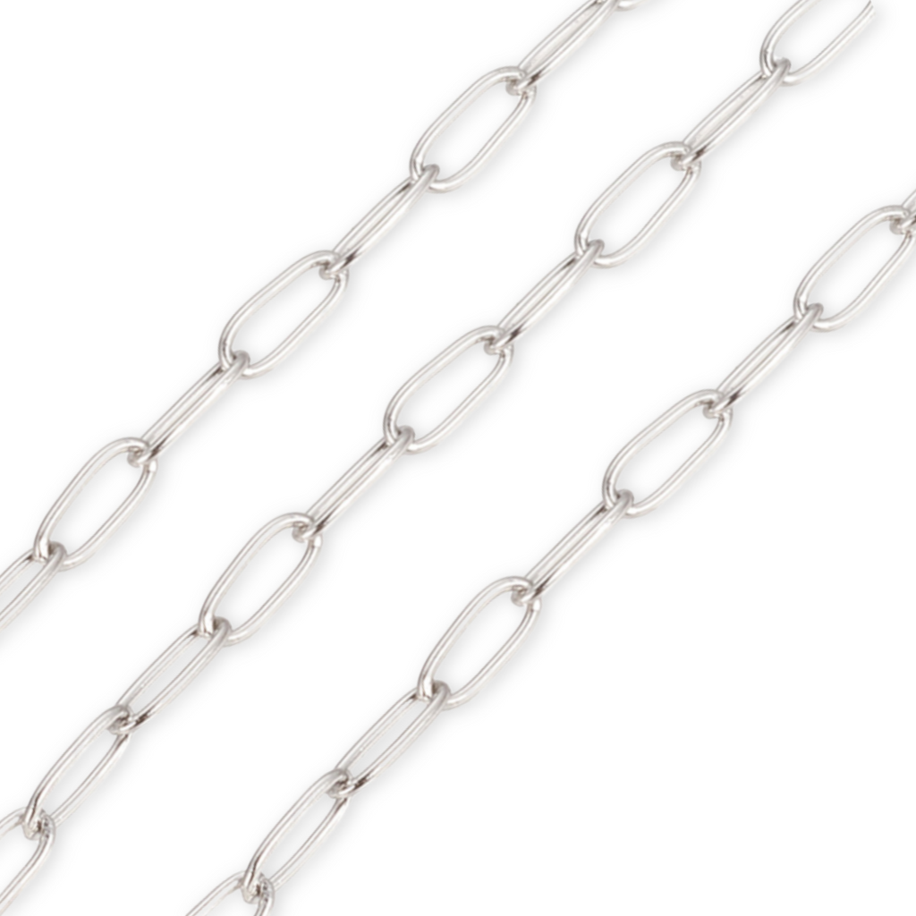 Silver Paperclip Link Chain 4.8mm By the Foot - Stainless Steel
