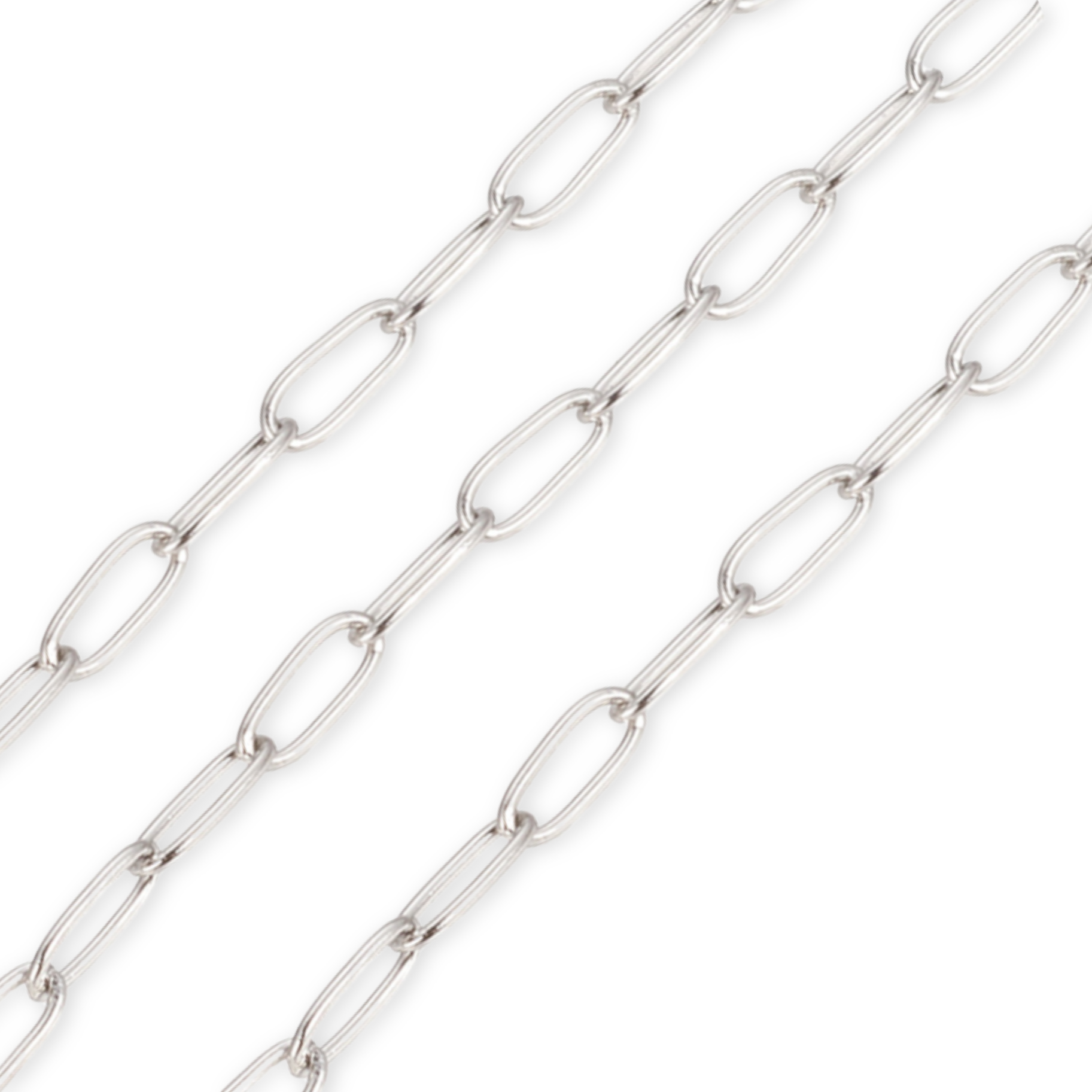 Silver Paperclip Link Chain 4.8mm By the Foot - Stainless Steel