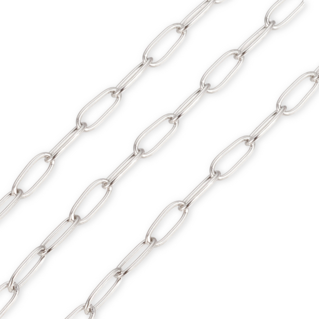 Silver Paperclip Link Chain 4.8mm By the Foot - Stainless Steel