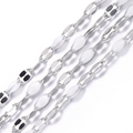 White Enamel Dapped Silver Chain By the Foot - Stainless Steel