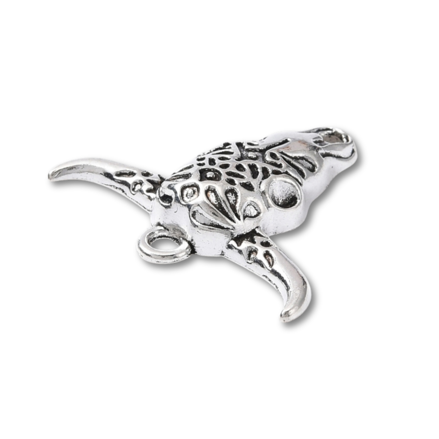 Silver Alloy Bullhead Charm