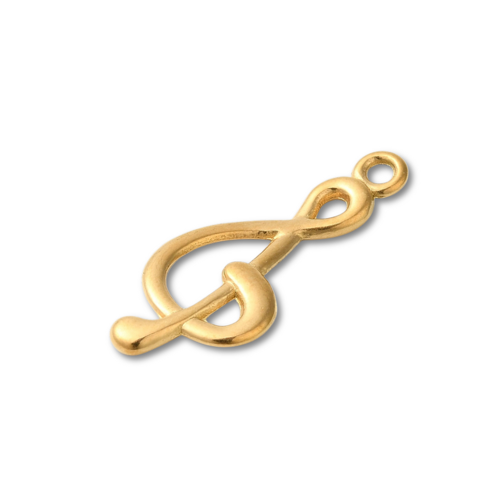 Gold Stainless Steel Music Note Charm