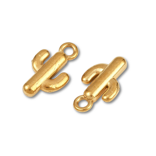 18k Gold Plated Stainless Steel Cactus Charm