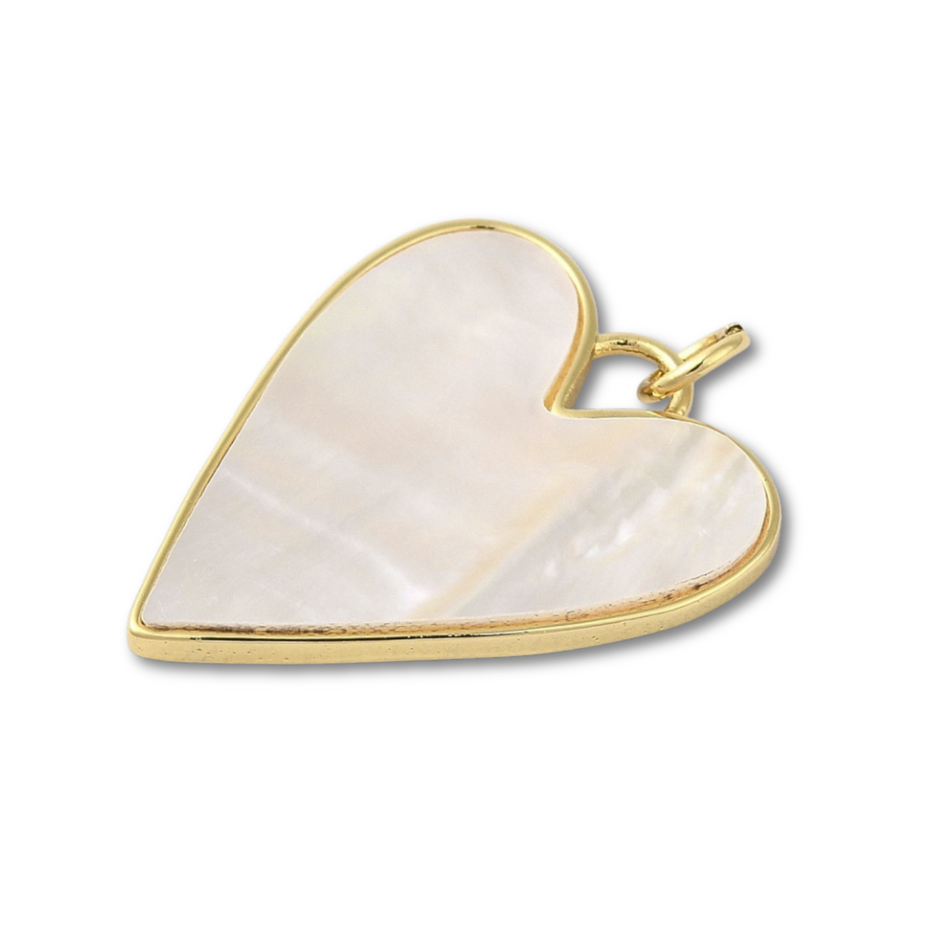 18k Gold Plated Brass Mother of Pearl Heart Charm