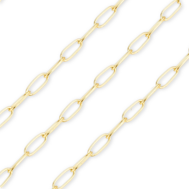Gold Paperclip Link Chain 4.8mm By the Foot - Ion Plated Stainless Steel