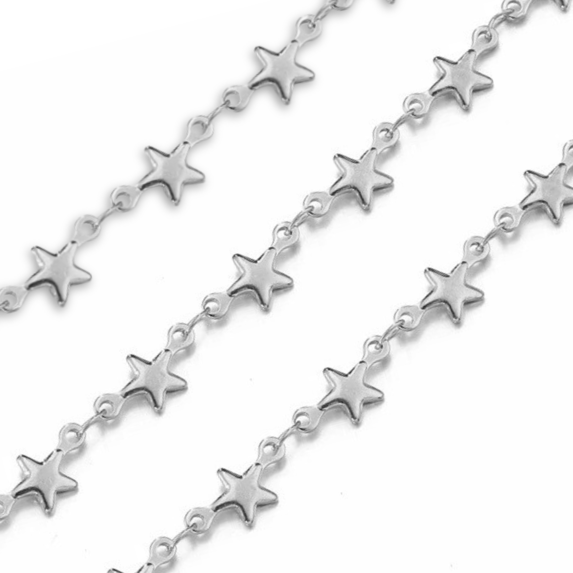 Silver Star Link Chain By the Foot - Stainless Steel