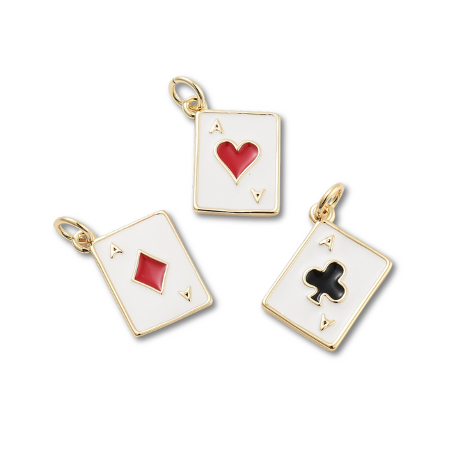 Playing Card Gold Charm - Assorted