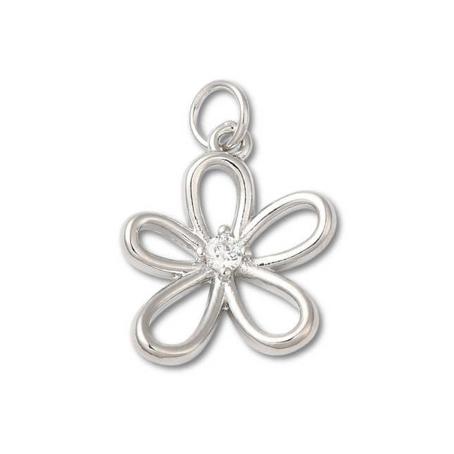 Flower Silver Charm