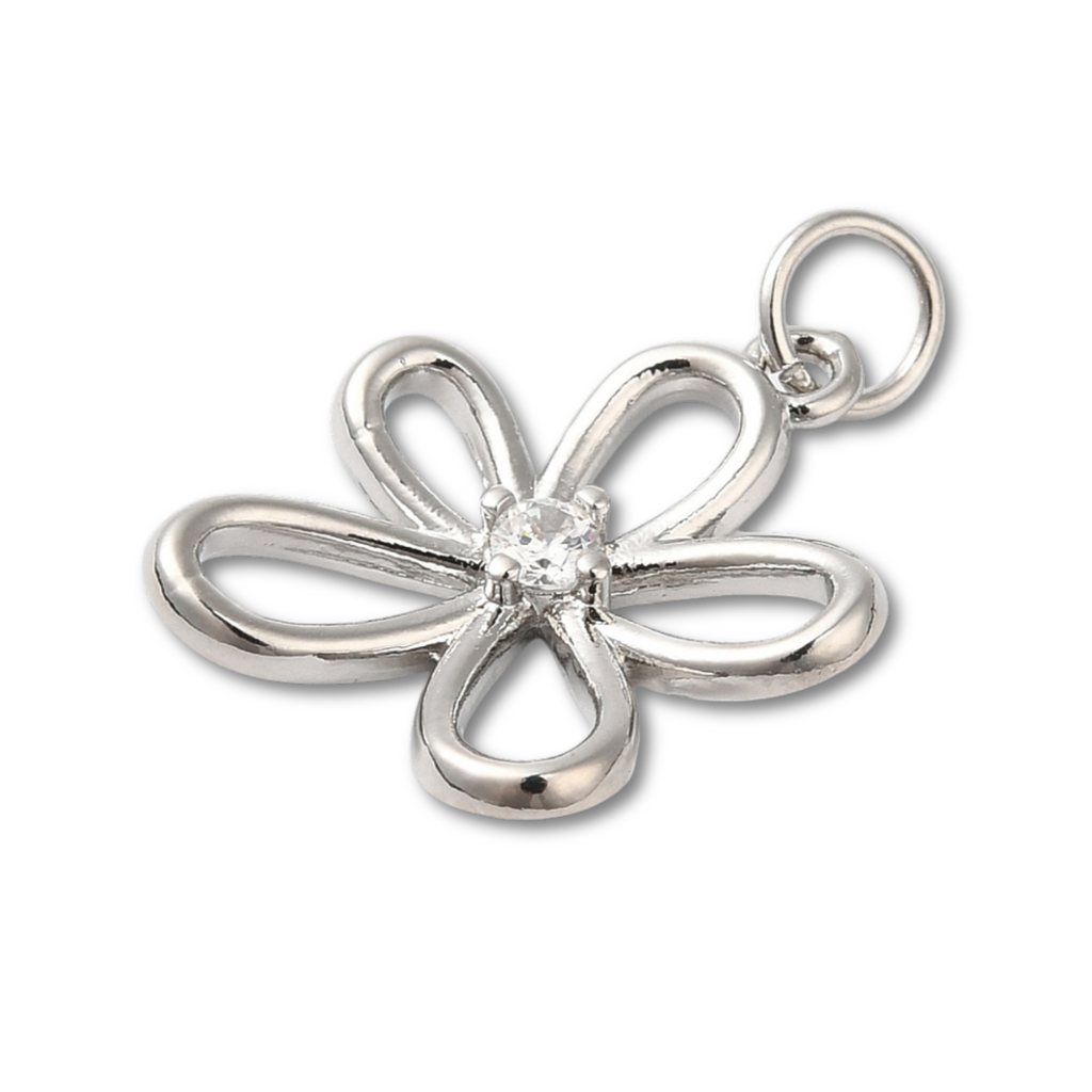 Brass Silver Flower Charm