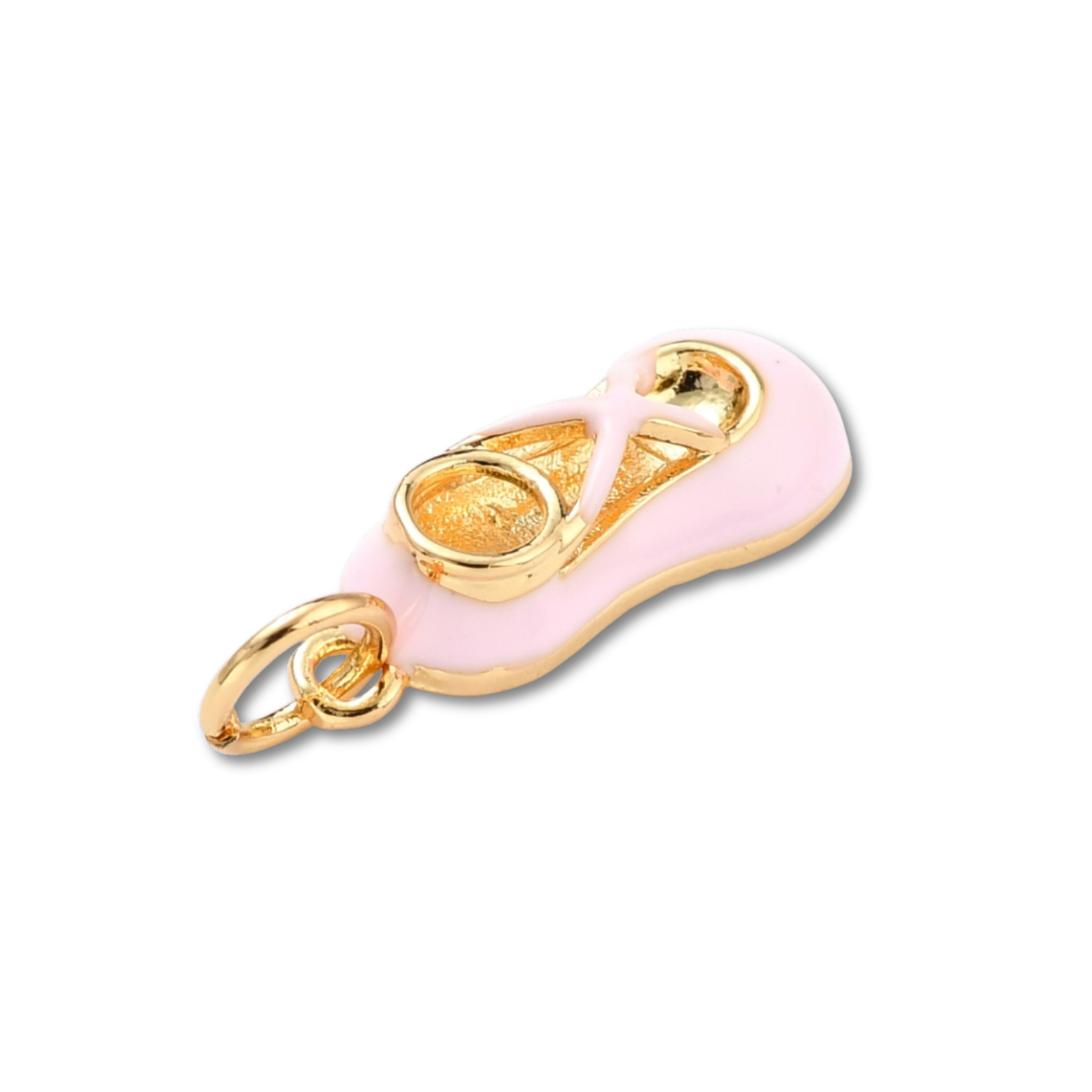 Ballet Shoe Gold Pink Charm