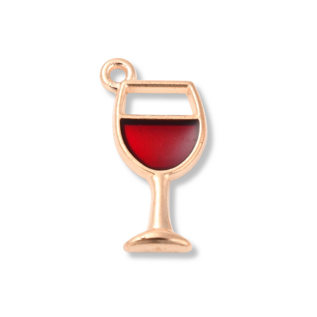 Wine Glass Gold Charm