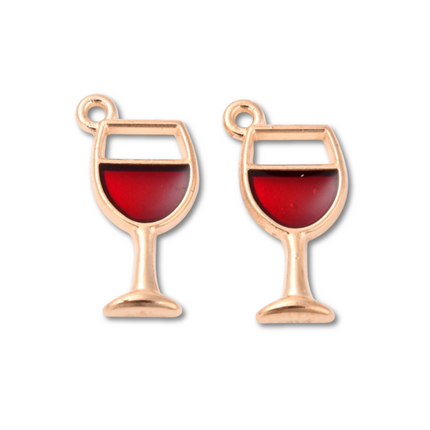 Wine Glass Gold Charm