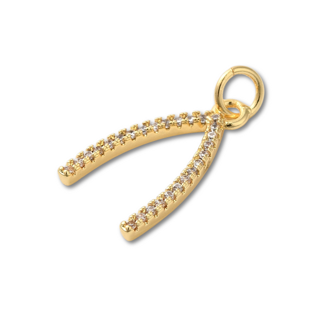 Wishbone Gold Charm