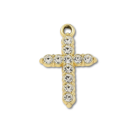 Cross Rhinestone Gold Charm