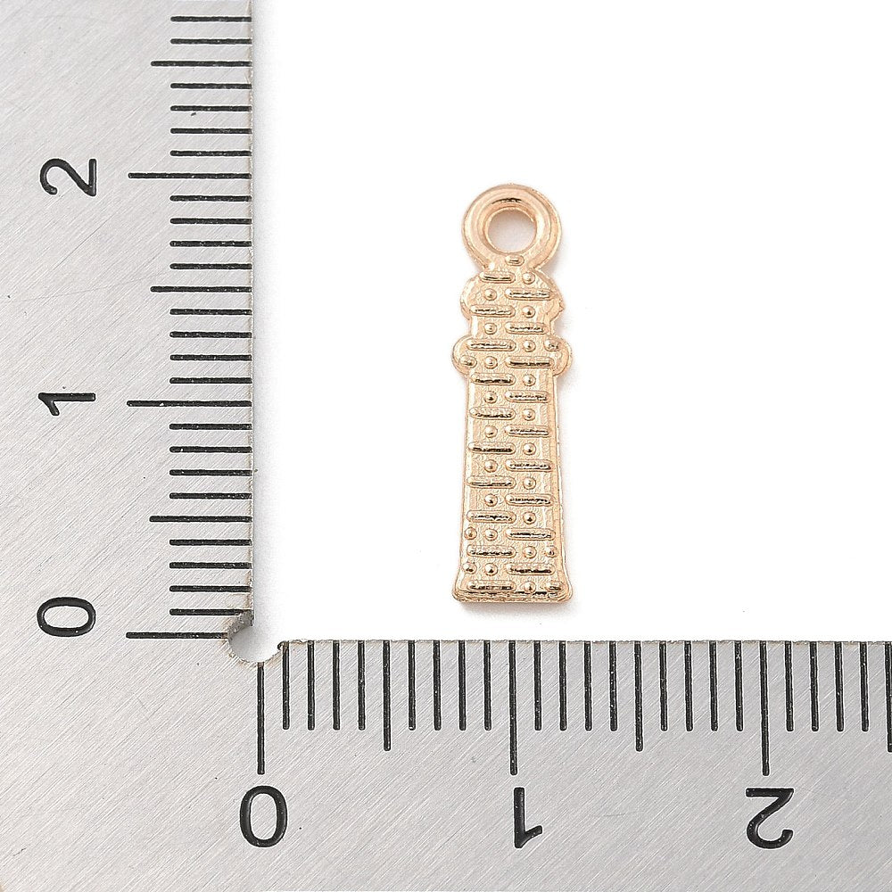 Gold Alloy Black Lighthouse Charm